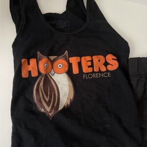 Hooters Black Tank and shorts with Orange Logo